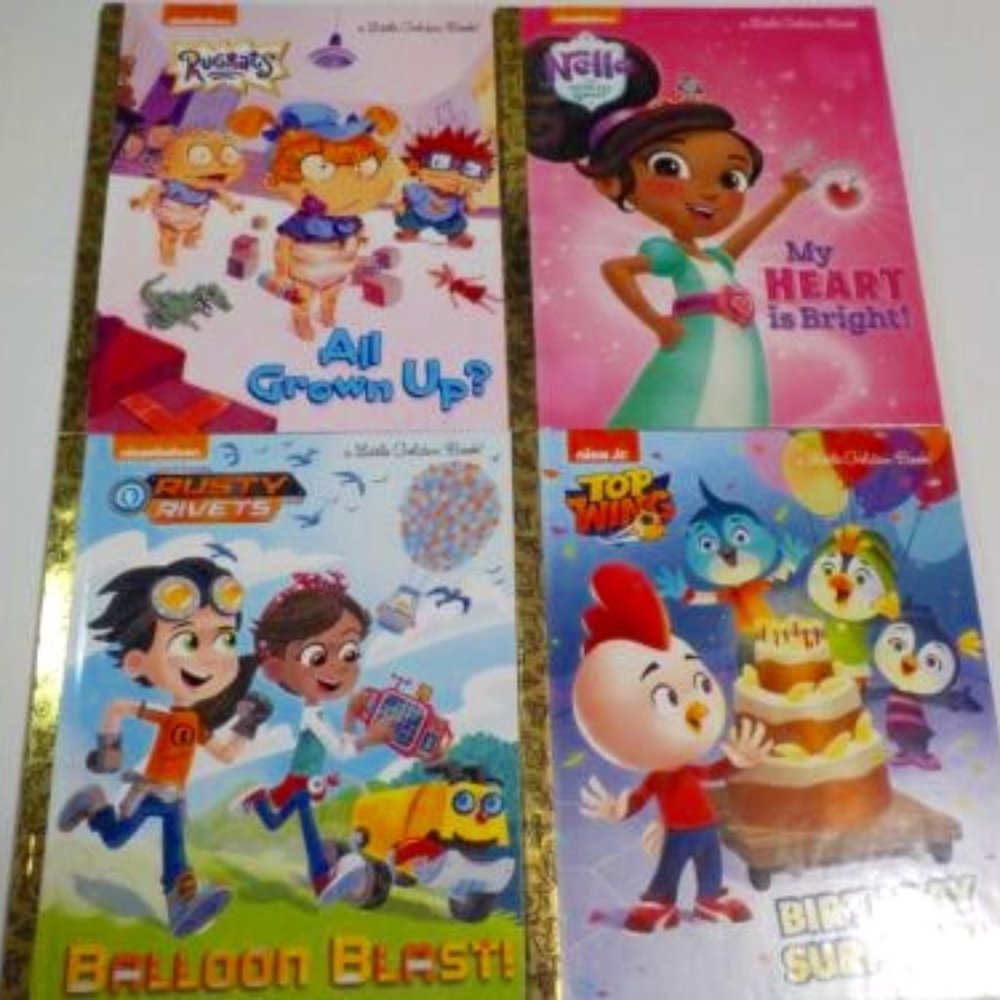 Little Golden Books 4 Bk Lot (Rugrats, Nella, Top Wing, Rusty Rivets) BRAND NEW